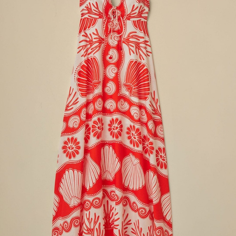 FARM Rio Red and White Shell-Print Maxi Dress - Picture 4 of 4